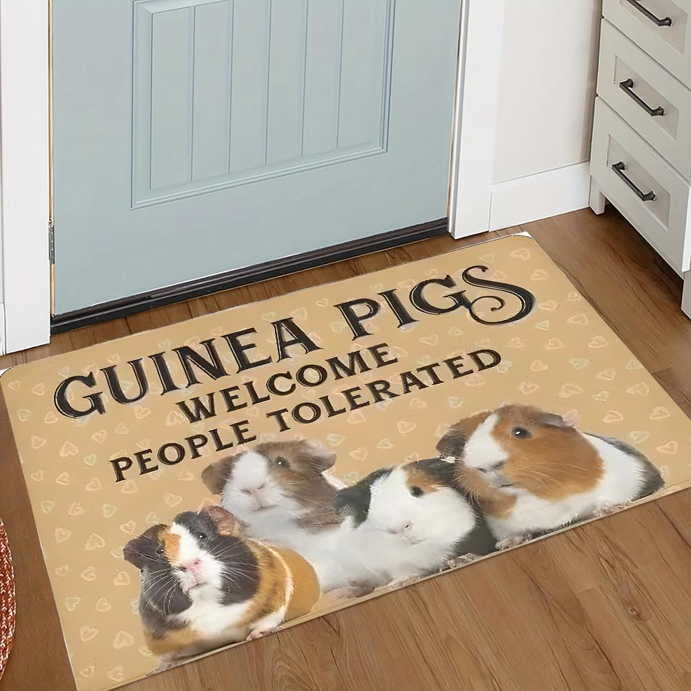 "GUINEA PIGS WELCOME PEOPLE TOLERATED" Doormat Funny Small Pet Humor NonSlip Entryway Decor for Guinea Pig Owners Home & Gift