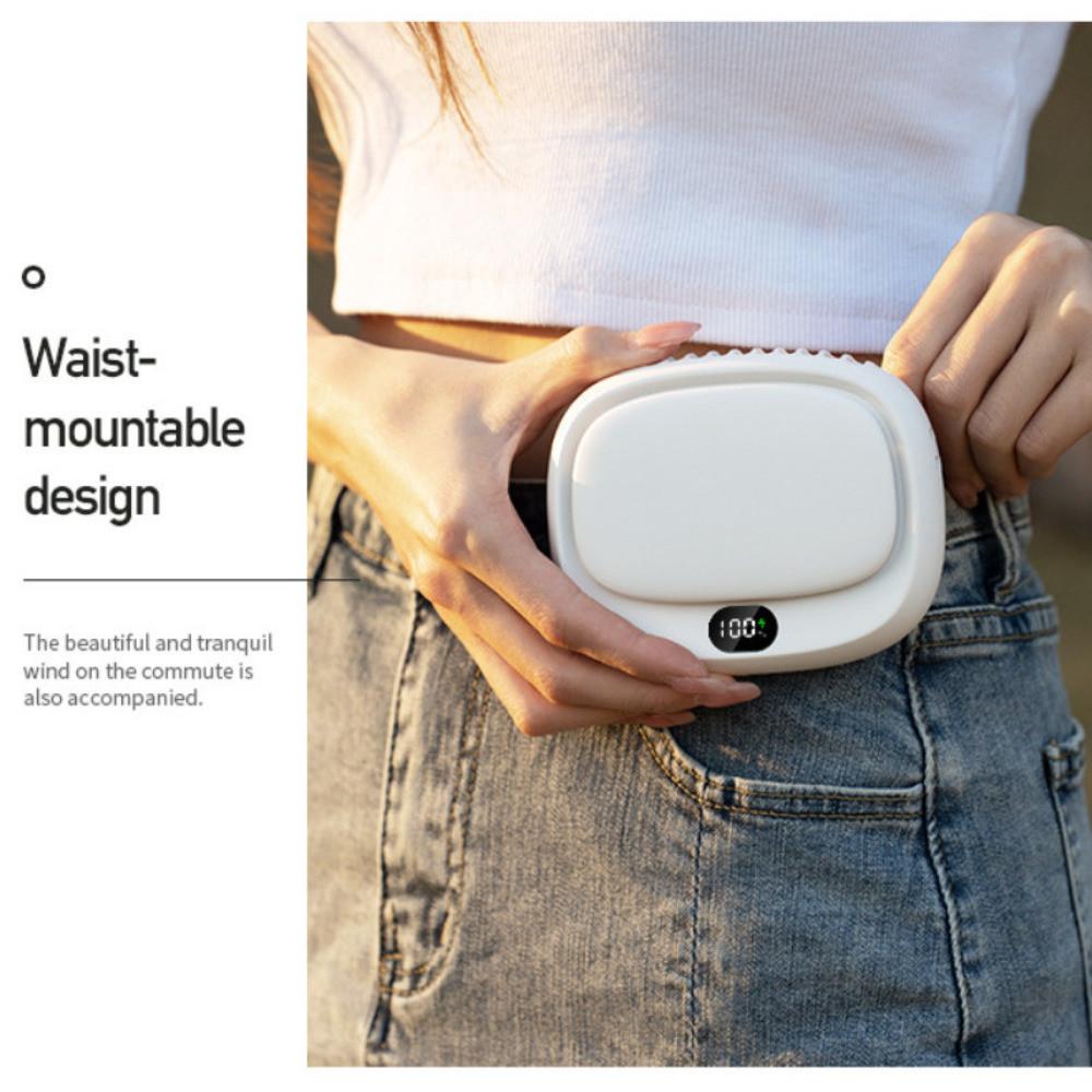 Portable Outdoor Neck Hanging Fan USB Bladeless Fan Digital Display Handheld Fan 93*43*116mm