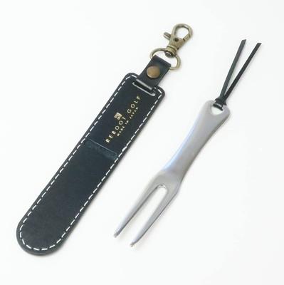 Green Fork with Genuine Leather Cover Stainless Steel Golf Perfect Stylish Leather Golf Accessories (Black) - Fork, Gift, Case,