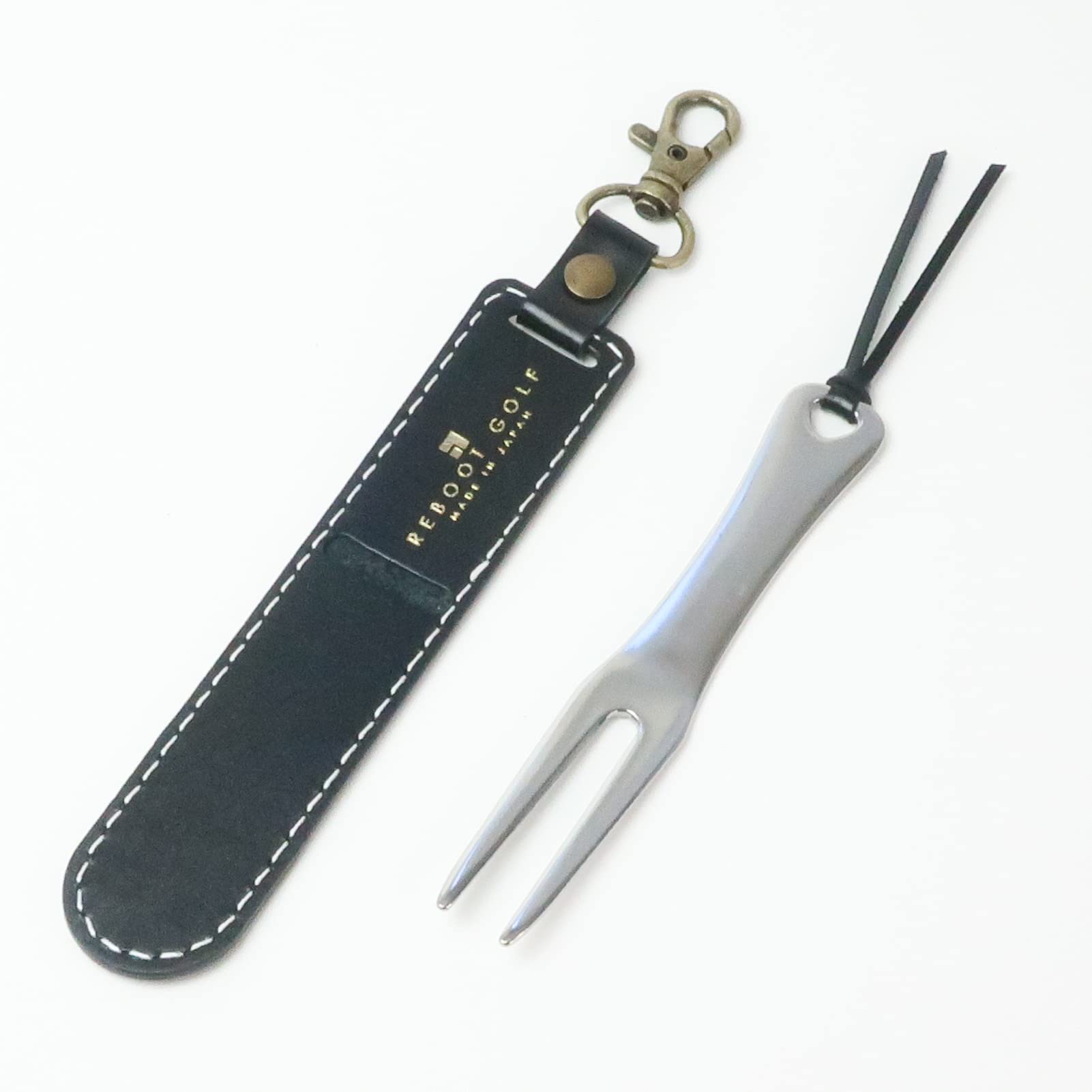 

Green Fork with Genuine Leather Cover Stainless Steel Golf Perfect Stylish Leather Golf Accessories (Black) - Fork, Gift, Case, чёрный