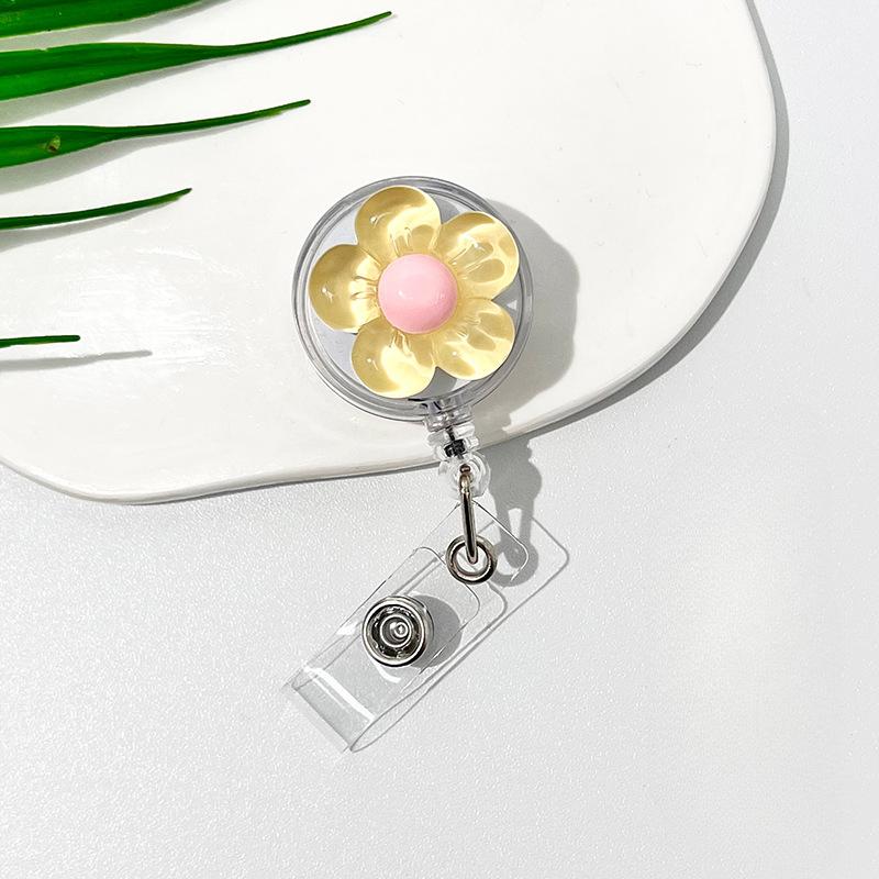 Søt Gjennomsiktig Blomstrete ID-kortholder med Uttrekkbar Snelle for Kvinner, Uttrekkbar ID-kortholder for Arbeidere, Leger, Sykepleiere, ID-kortholder med Klemme