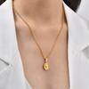 Vnox Dainty Christian Cross Necklace for Men Women, Stainless Steel Oval Pendant Box Chain, Faith Charm Religious Jewelry Gifts