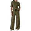 Conjunto de Moda Casual para Mujer con Top de Manga Corta y Pantalones Largos
