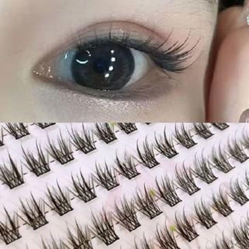 Mogugu - Натуральные пушистые пучки накладных ресниц T90# - Upper Eyelashes - Black - One Size