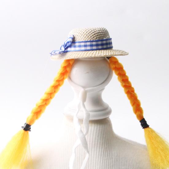 Hamster Sun Hat Cute Small Pet Hat with Double Braids Elastic Strap Adjustable Parrot Wig Hat for Budgies Roosters Guinea Pigs Dress-Up