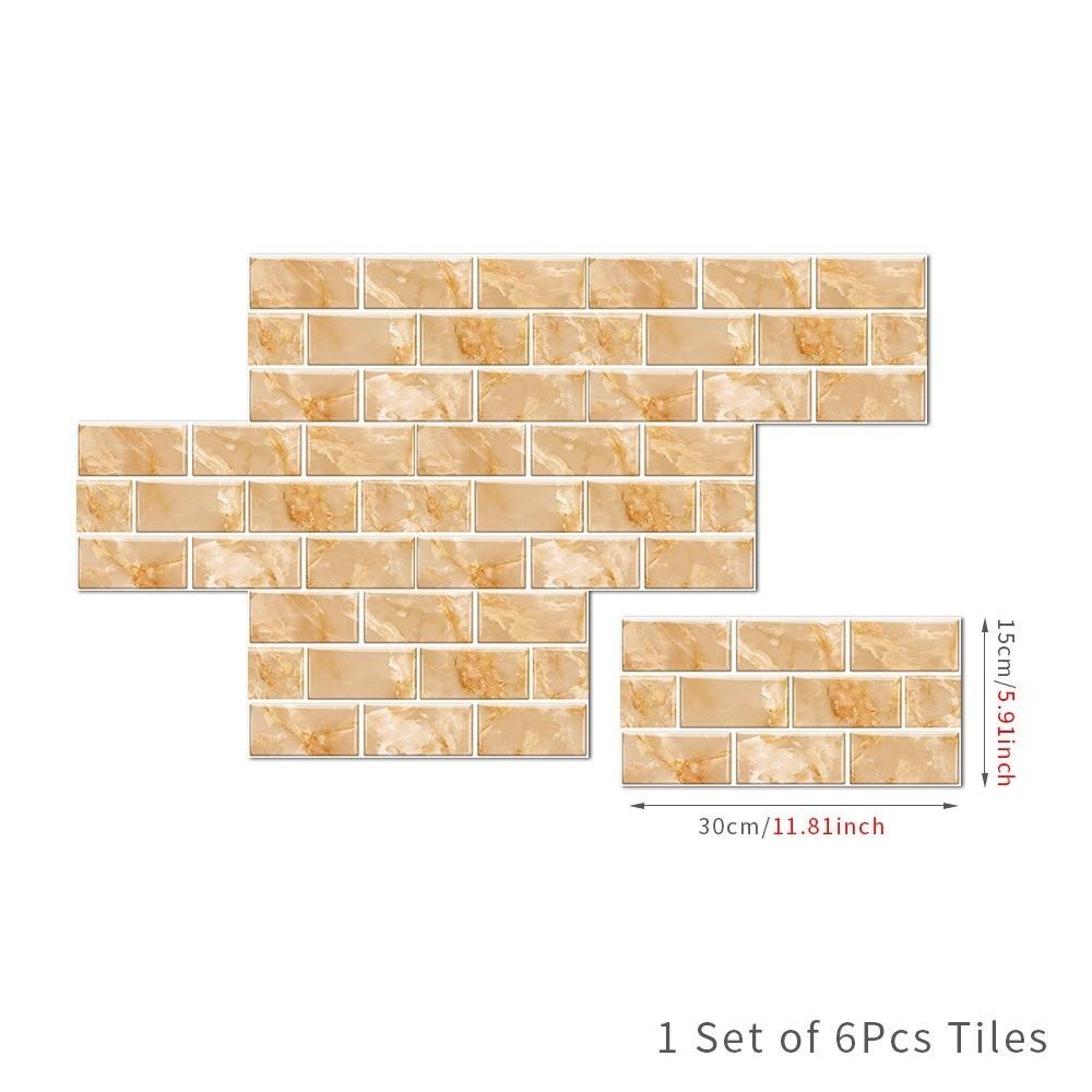 6pcs Self-Adhesive Tile Stickers PVC Self-Adhesive Wallpaper Decorative Wall Stickers  Kitchen