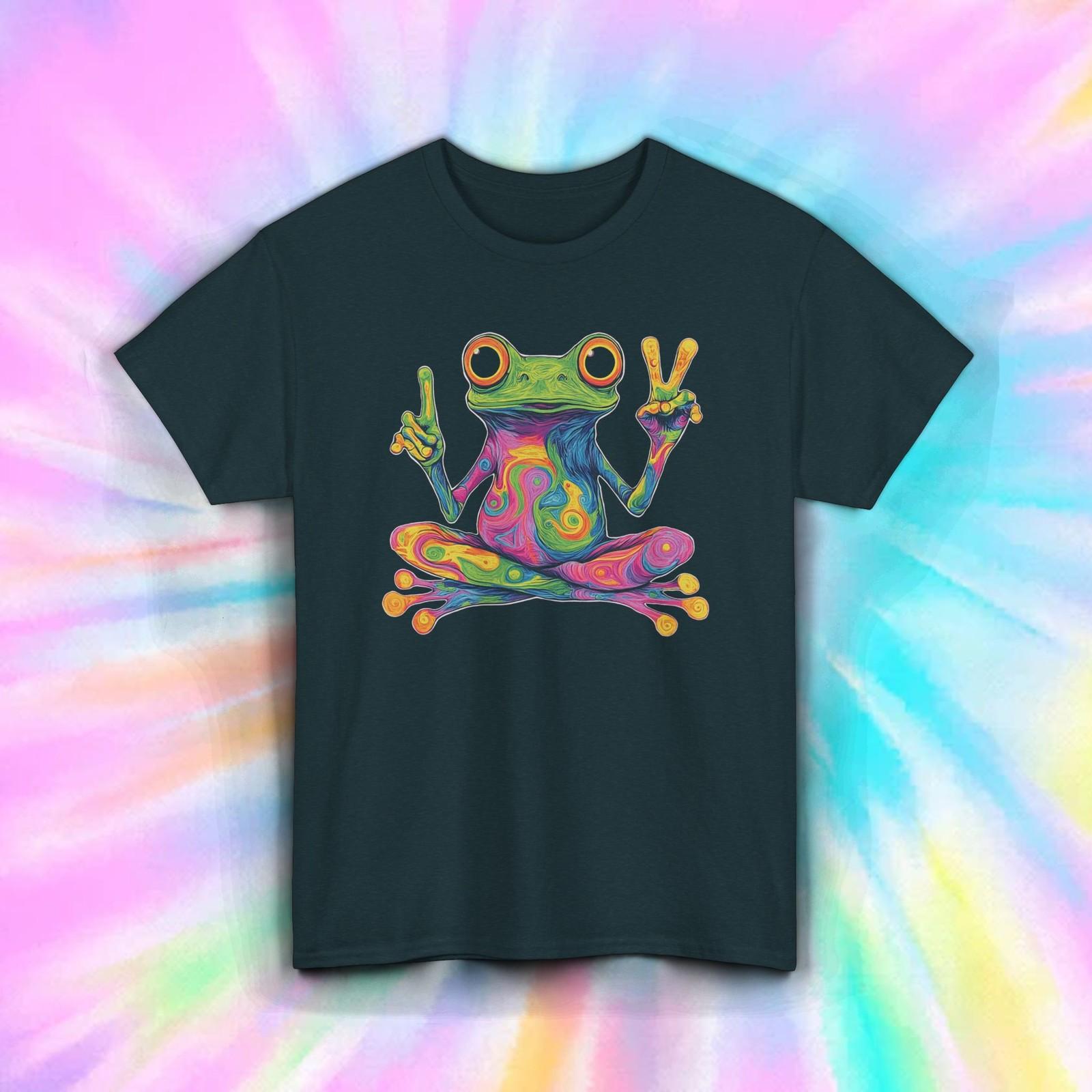 Peace Frog Shirt Trippy Hippie Meditation Retro Psychedelic Tie Dye Tee S-5XL S разноцветный