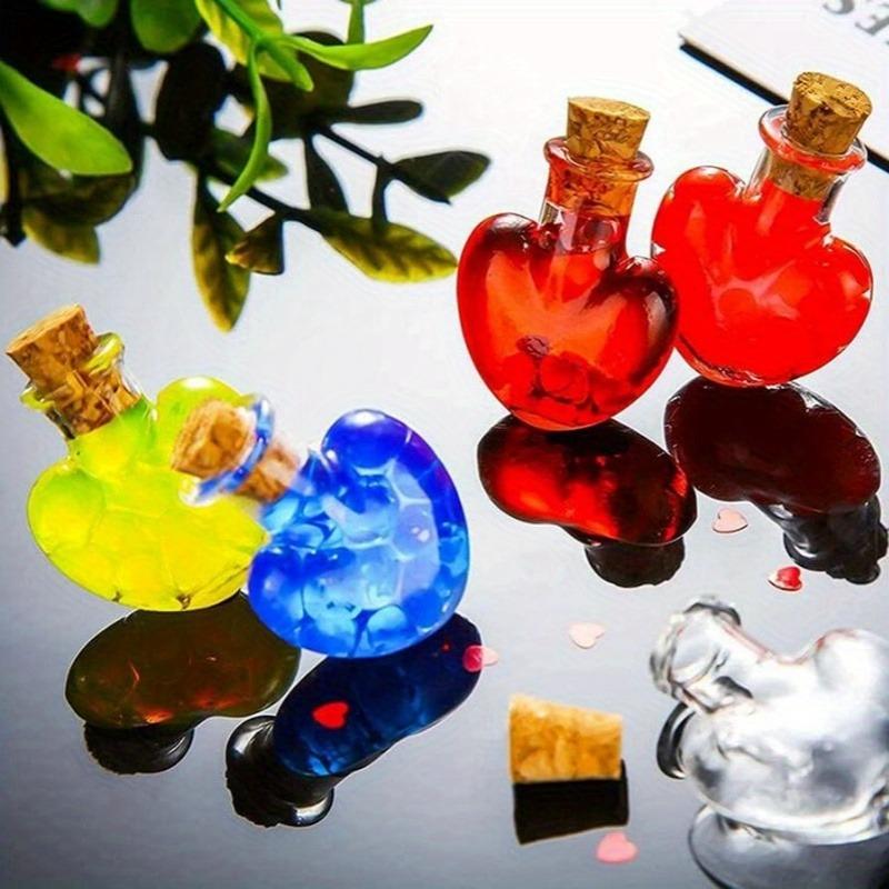 50/100 Stück Mini-Herz-Glasflaschen mit Stopfen 2 ml Oval Herzförmig Transparente Probenaufbewahrungsbehälter Heimdekoration