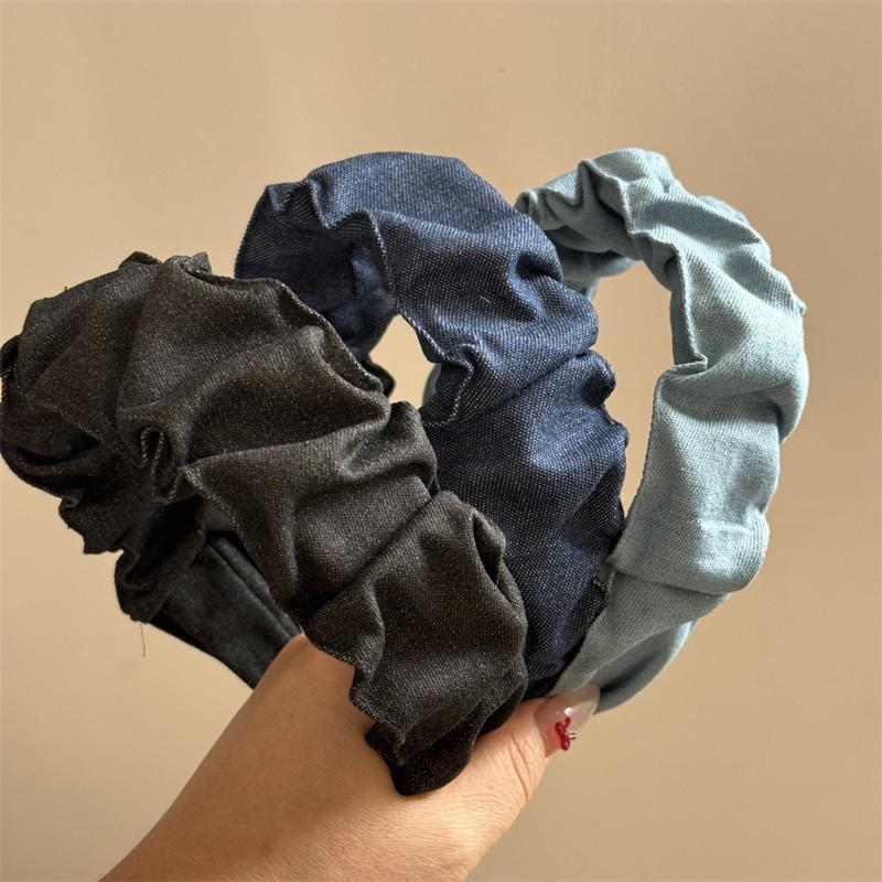 

Vintage Women s Ruffled Denim Cloth Headbands
