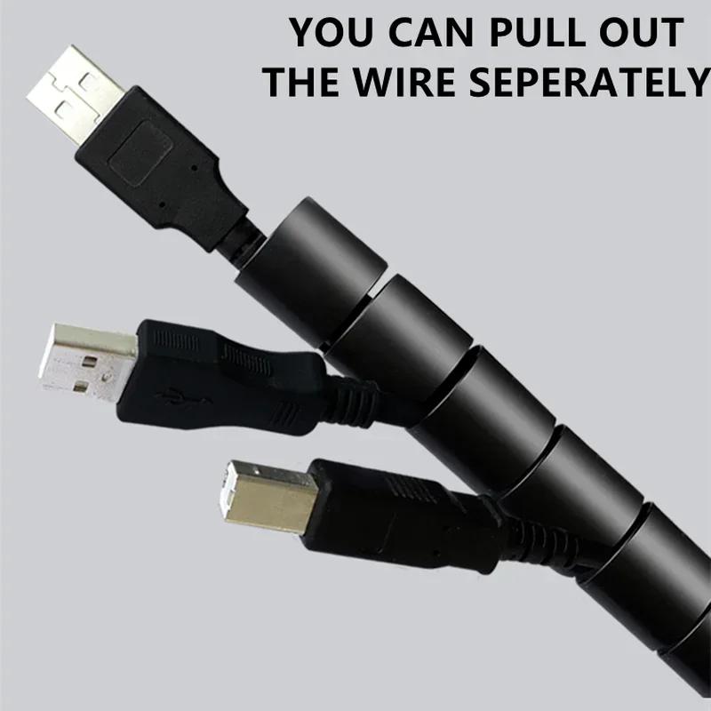 Protector de cablu spiralat flexibil, lungime 2M, pentru cabluri de 28/10/8mm, ideal pentru organizarea computerului și a televizorului