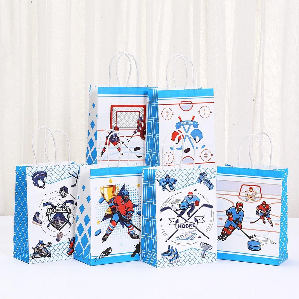 

StoBag Hockey Party Paper Gift Bags Recyclable Tote Bags for Birthday Candy Cake Wedding Party Favor Bags Party Supplies gifting 30pcs&15x8x21cm