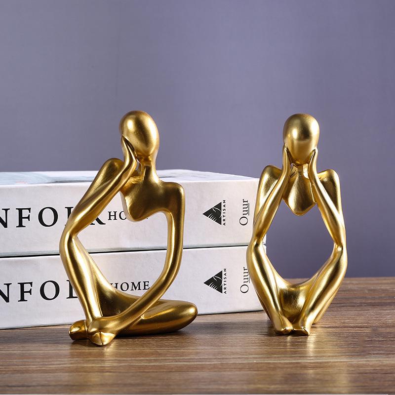 Mini Abstract Thinker Resin Ornament for Nordic Office or Bookshelf Decor