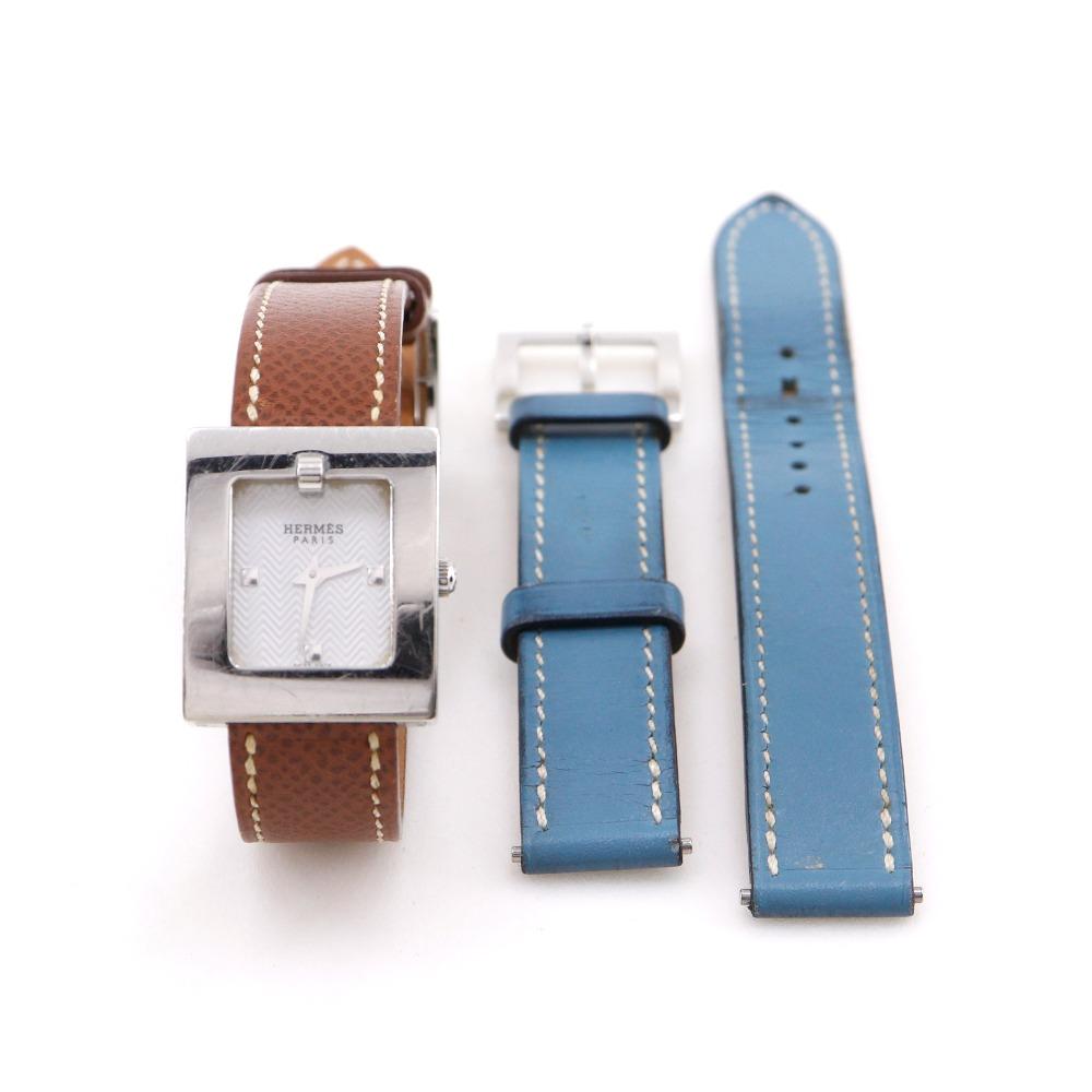 Hermes Belt Watch Watches BE1.110 whiteDial Stainless Steel/leather Quartz Analog Display Women Used
