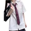 White Short Sleeved Shirts for Women Japanese College Style Versatile Loose Shirt with Tie Summer Single Breasted Blouse
