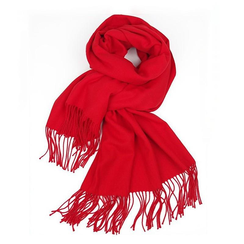 White Cashmere Scarf: Thickened, Solid Color, Versatile for Women & Men, Perfect for Autumn & Winter
