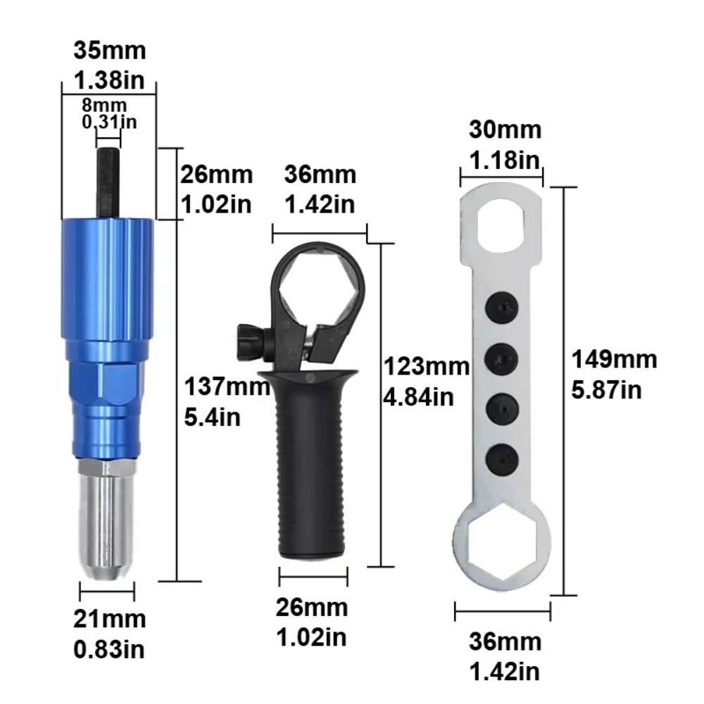 

Multifunctional Electric Rivet Conversion Set Portable Power Tool Accessories Core Pulling Rivet Conversion Head Aluminum Alloy индиго