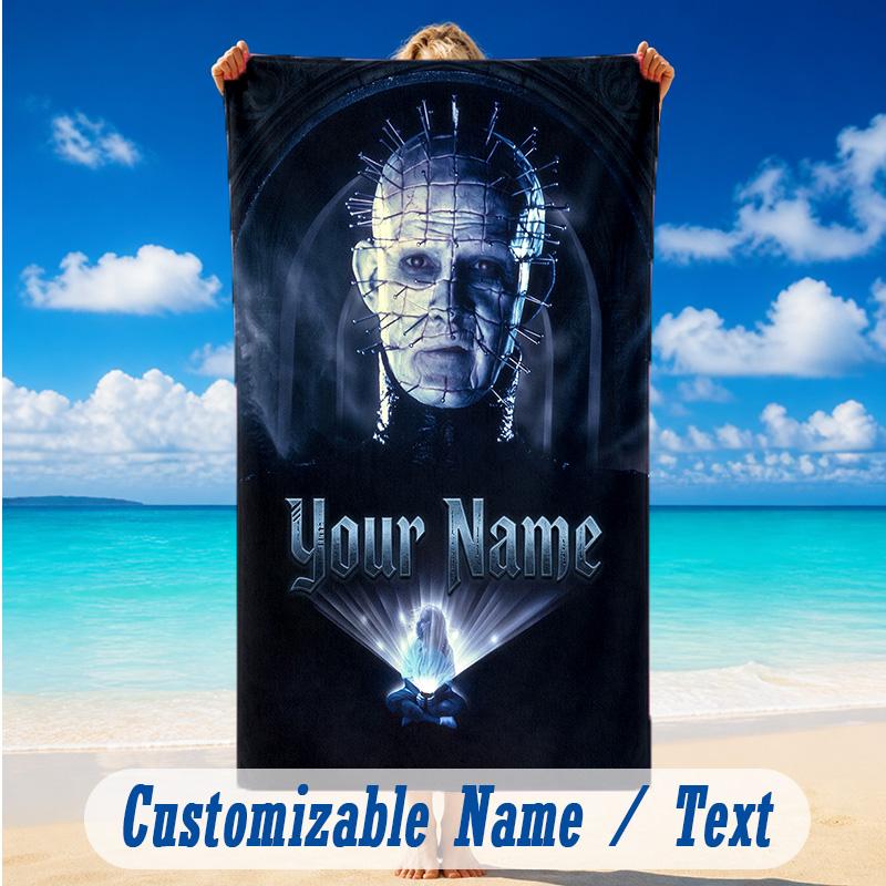 Beach Towel Custom Name Text, Quick Dry Large Towel For Beach HomeHellraiser Pinhead