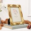 Antique Gold Carved Picture Frame With Ornate Florals Embossed For Wall Hanging Or Tabletop Decoration Photo Display