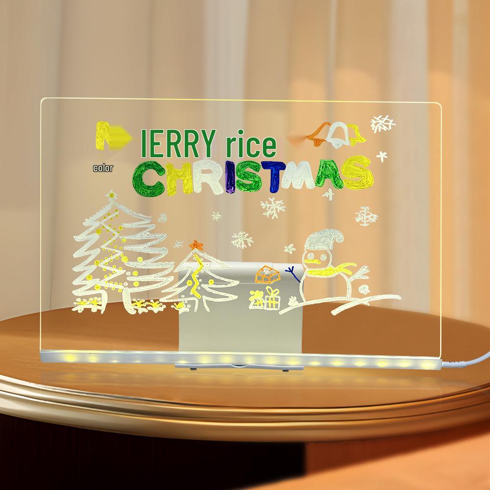 Acrylic Night Light Whiteboard: USB Holiday Decorative Children's Drawing Display