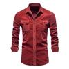 Men's Autumn Cotton Corduroy Slim Fit Casual Shirt with Long Sleeves