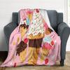 Food Blanket Aesthetic Ice Cream Matcha Throw Blanket Lightweight Soft Cozy Flannel Sofa Bed King Queen Full Size Warm Blanket