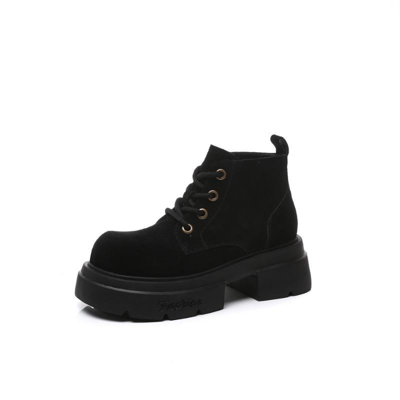 

Кожаные ботинки Мартин на пенной подошве для женской осени и зимы, новые бархатные теплые универсальные ретро ботинки на платформе, короткие ботинки для женщин 34