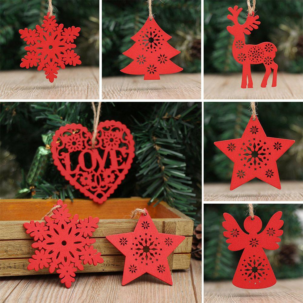 DIY Gifts Drop Pendant Christmas Tree Decoration Santa/Elk/Angel Wooden Ornaments Xmas Hanging