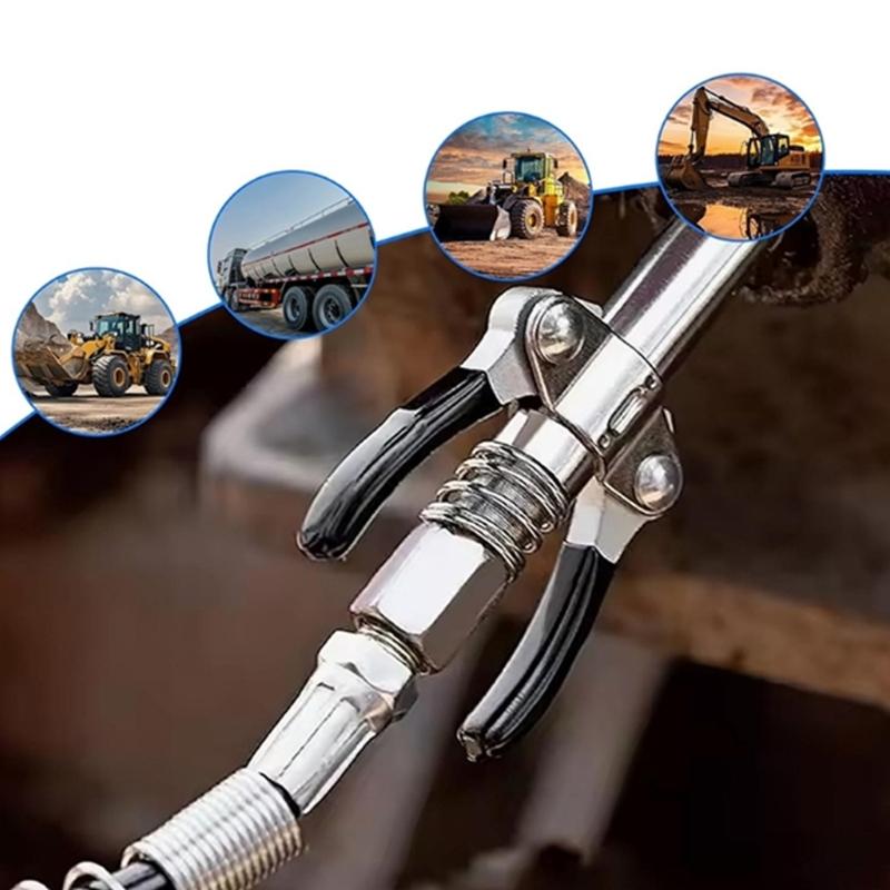 Coupler Kit with 90 Degree Fitting Piece, Flexible Hose and Clamp Body for Vehicle Service and Equipment Lubrication Daily Tasks and Care
