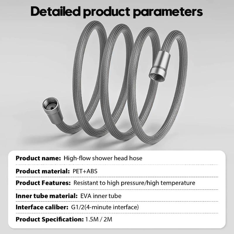 1.5/2M Anti Winding Handheld Shower Hose Gi/2 Flexible Shower Tube High Pressure Universal Interface Bath Shower Nylon Pipe