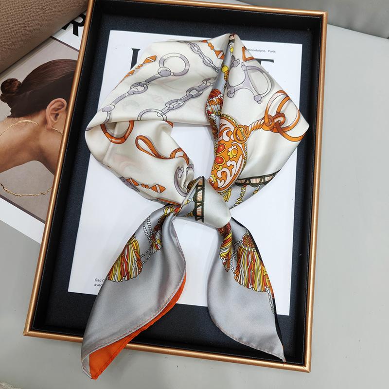 New Versatile Imitation Silk with Suit Silk Scarf Fashionable Women's Small Square Silk Scarf French Spring and Autumn Scarf