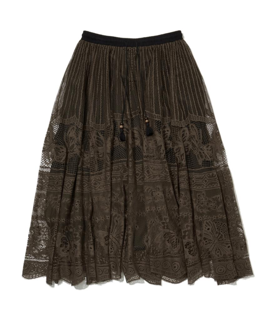 Penfield Lace Flare Long Skirt Brown_Fs1Ws15F
