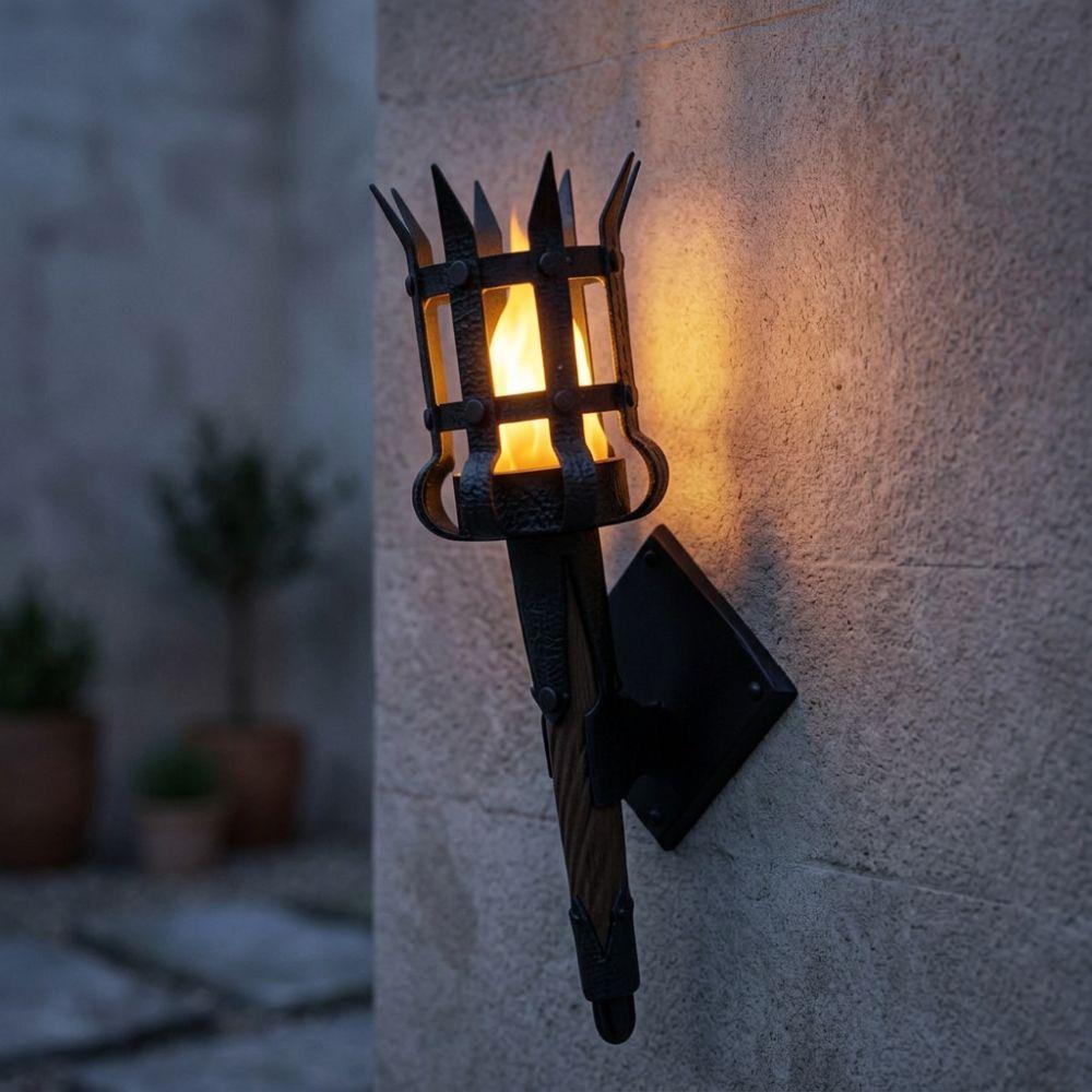 Led Lighting Medieval Torch Wall Lamp Dual Torch Torch Shape Hanging Light  Haunted House