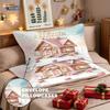 3Pcs Pink Romantic Christmas Cottage Merry Christmas Print Choreless Bedding Set Multi Size Bedroom Bedding Holiday Decoration