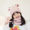 Knitted Winter Children Hat And Scarf Set With Animal Cartoon Design For Kids