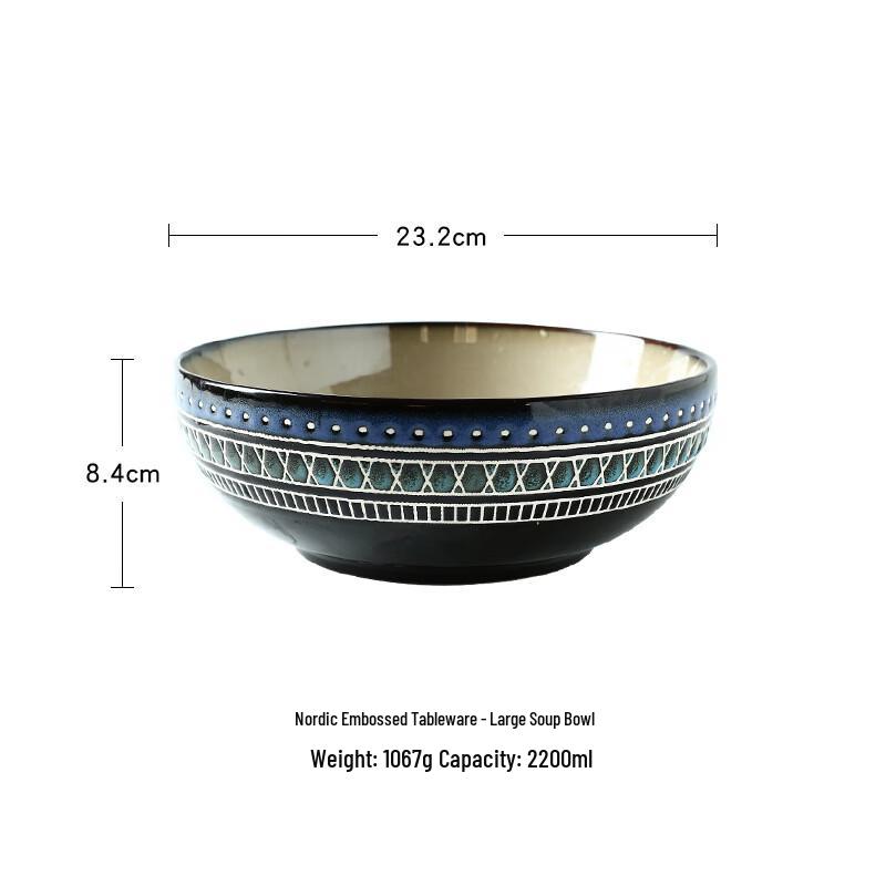 

ZISIZ Embossed Ceramic Dining Bowl