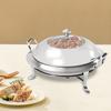 Chafing Dish, Runder Buffet-Wärmer aus Edelstahl, 38cm/14.96in Serviertablett, 3L/3.17Qt Fassungsvermögen, Wiederverwendbarer Brennstoffhalter mit Deckel
