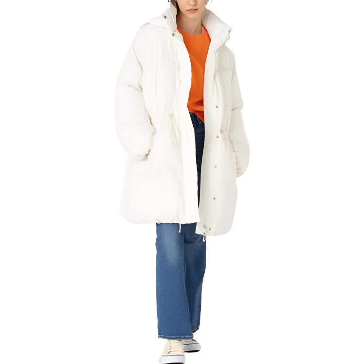 Levis Fw22 Piumino da Donna Monocolore con Cappuccio e Coulisse Giacca Bianco A3257-0001