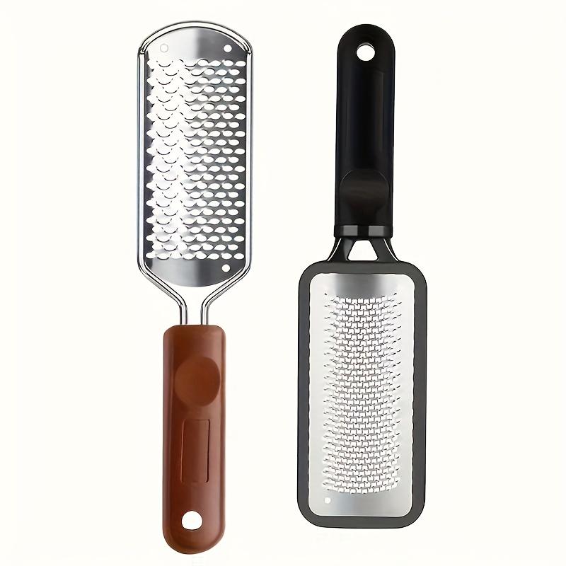 2 Stück Edelstahl Fußfeilen-Set - Exfolierende & Nagelreinigungs-Werkzeuge mit Ergonomischem Griff, Langlebiger Schrubber für Sanftes Peeling