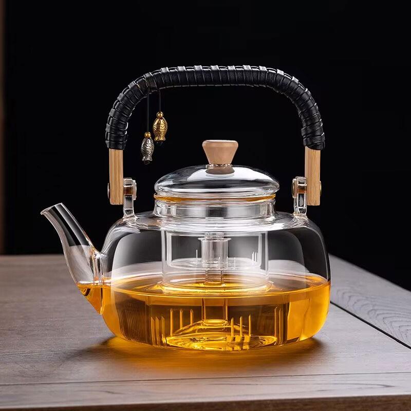 1000ml for Boiling Water and Steaming Tea Tea Pot Glass Teapot High-temperature Resistant Thickened Heat-resistant Glass Teapot