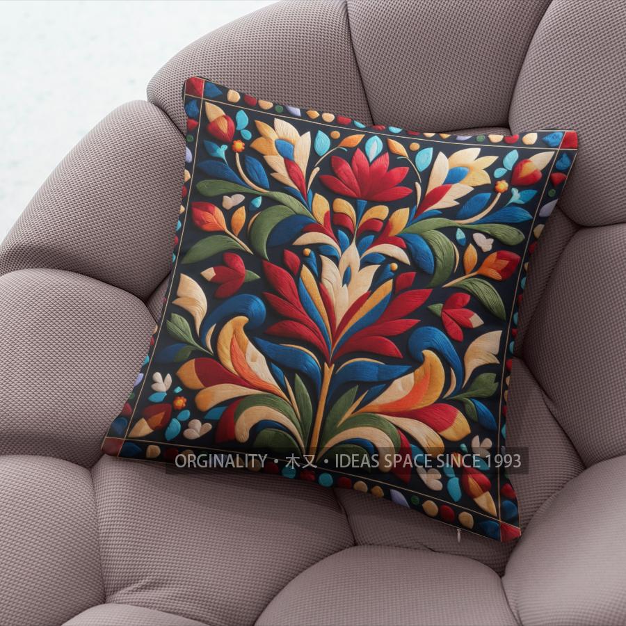 Bohemian Vintage Floral Print Throw Pillow Covers Pattern Cushion Cover Suitable For Sofa Bedroom Car Pillow Cover