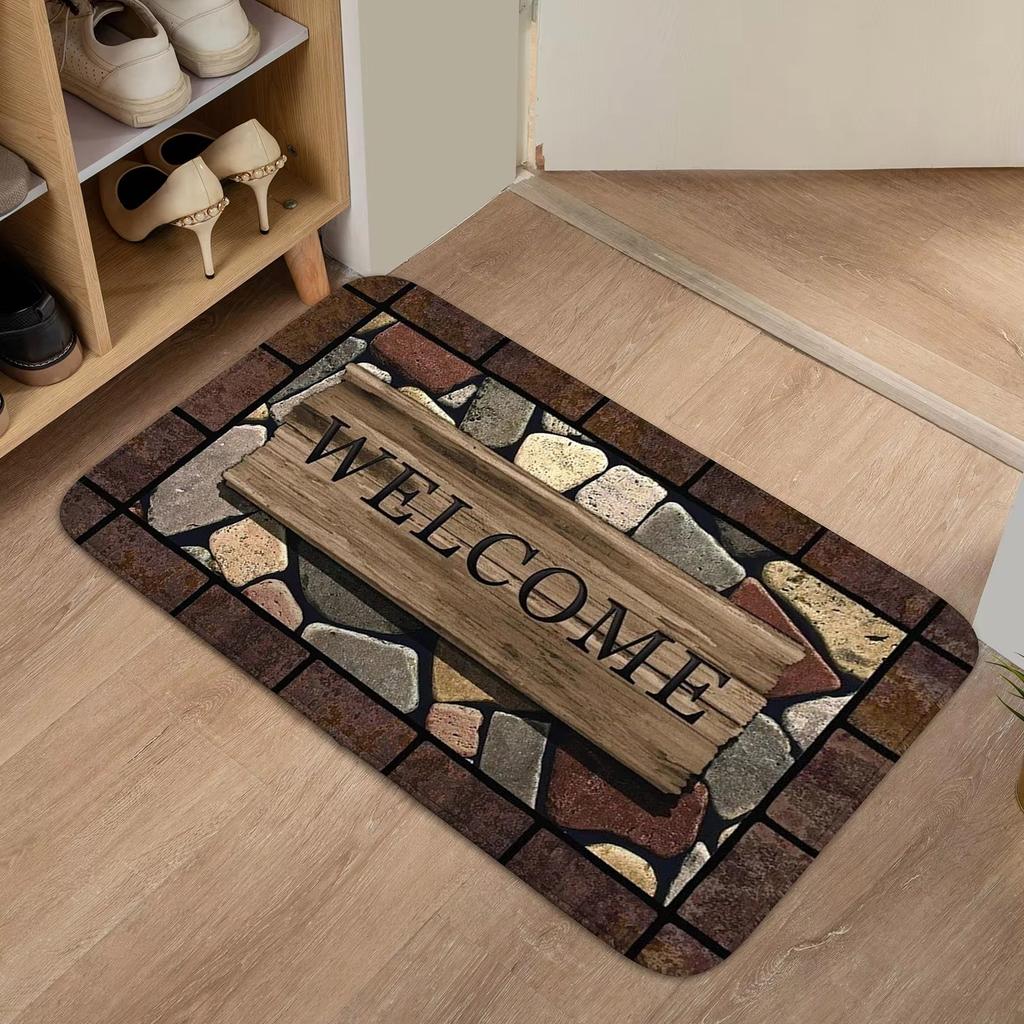 1pc Floral Letter Graphic Door Mat Doormat Carpets Rug Carpet Bath Kitchen Garden Anti-Slip Small Home Kitchen Welcome Mats