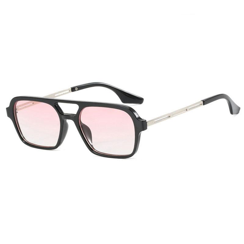Non-polarized Casual Style Men Square Frame Dual Beam Fashion Sunglasses for Running, Anti Glare Hollow Men Shades