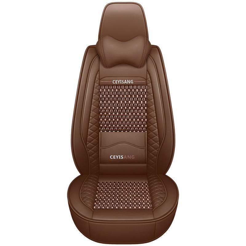 Lodowy jedwab PU skórzany pokrowiec na przednie siedzenie Upgrade Trwały, oddychający, antypoślizgowy, czterosezonowy uniwersalny ochraniacz Poduszka przedniego siedzenia(Tylko jedno pokrycie siedzenia)