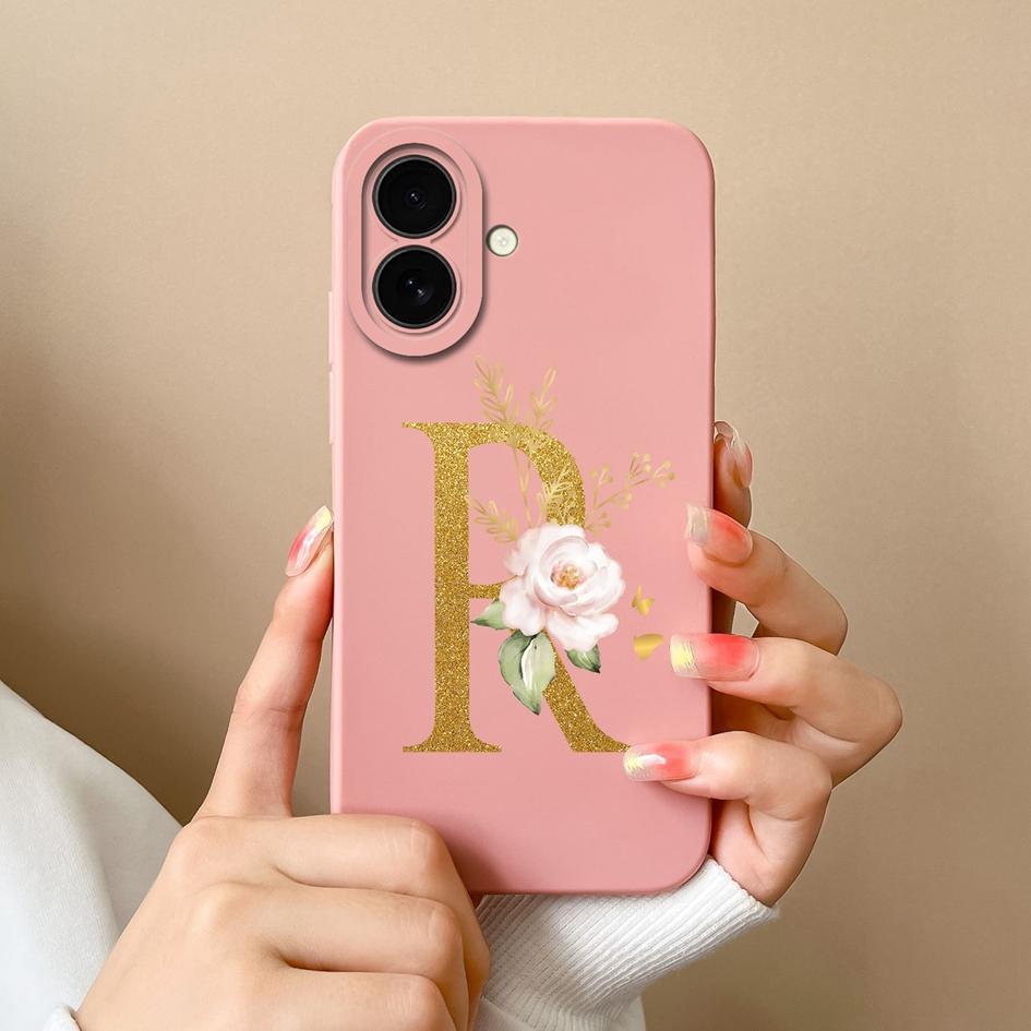 

Для Apple iPhone 16 Pro Max 16pro 16plus симпатичный чехол с простым узором из цветов и букв мягкий силиконовый противоударный защитный корпус для iPhone Capas iPhone 16 Pro Max