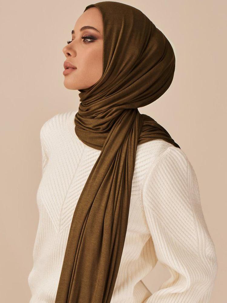 170X60Cm Modal Cotton Jersey Hijab Scarf Ramadan Long Muslim Shawl Plain Soft Turban Wraps For Women Africa Headband