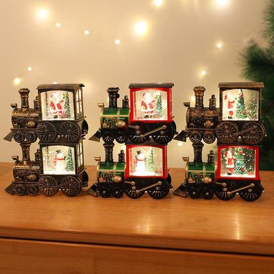 Gold Santa Train Ornament with Water-Injectable Brush Night Light – Perfect Christmas Gift