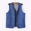 Women's Short   Denim Vest  Spring   Slim Sleeveless Jacket Vest Single-breasted Solid Color Top