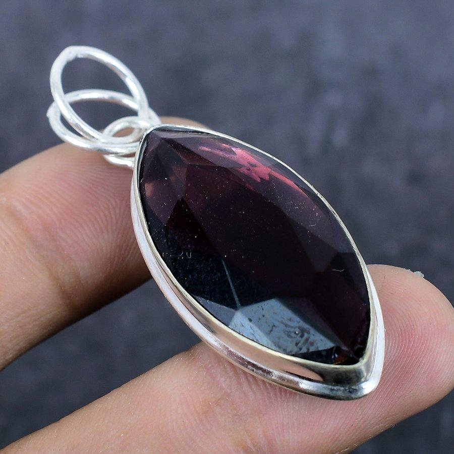 Amethyst Gemstone Handmade 925 Sterling Silver Jewelry Pendant 2.17" R2q47