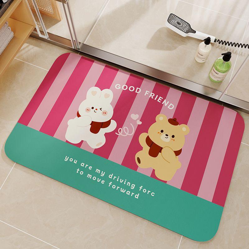 Cartoon Animal Bathroom Mat Non-Slip Absorbent Diatomite Floor Shower Toilet Area Home Use