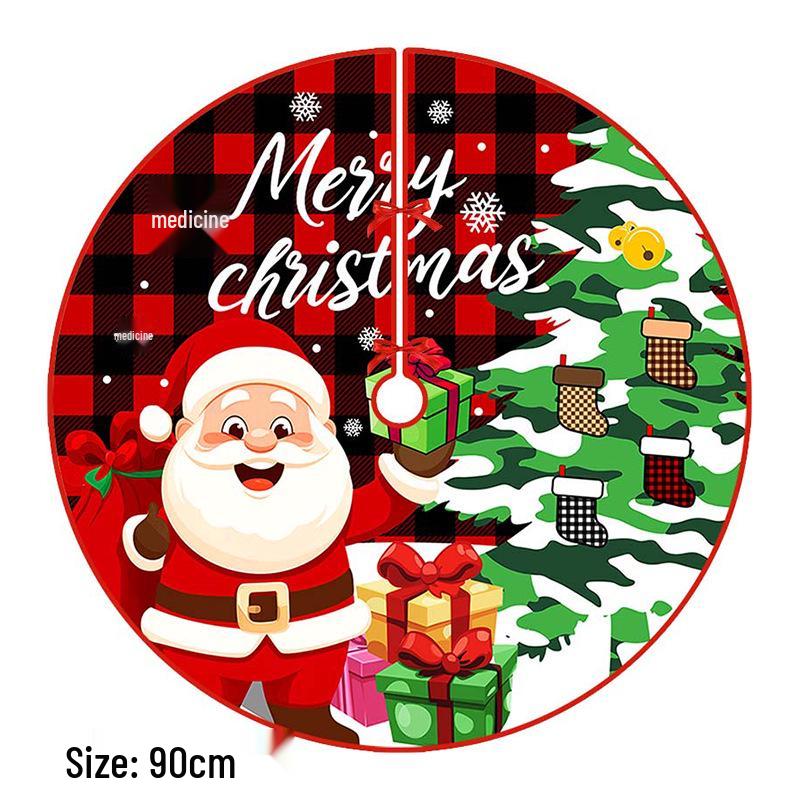 Creative Cartoon Print Christmas Tree Skirt - Festive Home & Party Decoration